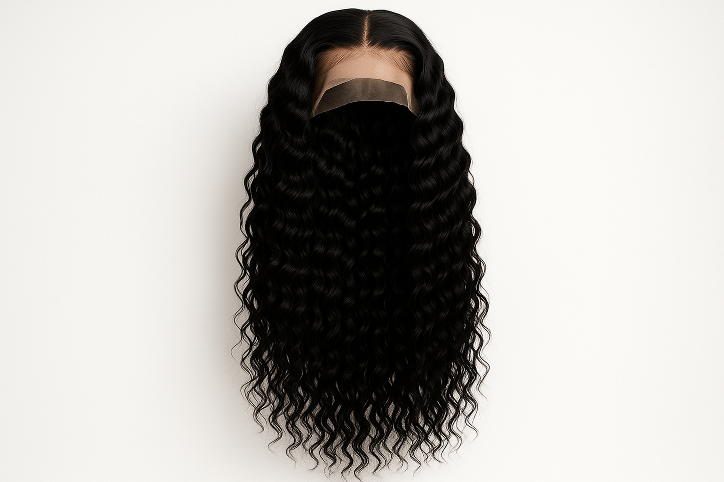 black 30 inch 13x4 water wave curly wig.