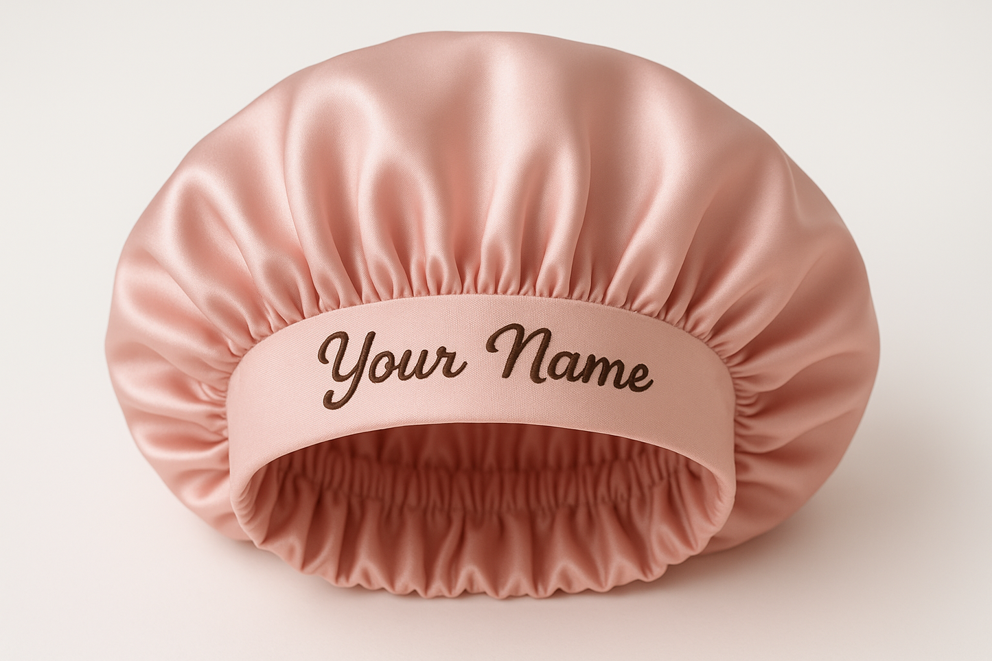 pink bonnet with thick elastic personalised "Your Name"