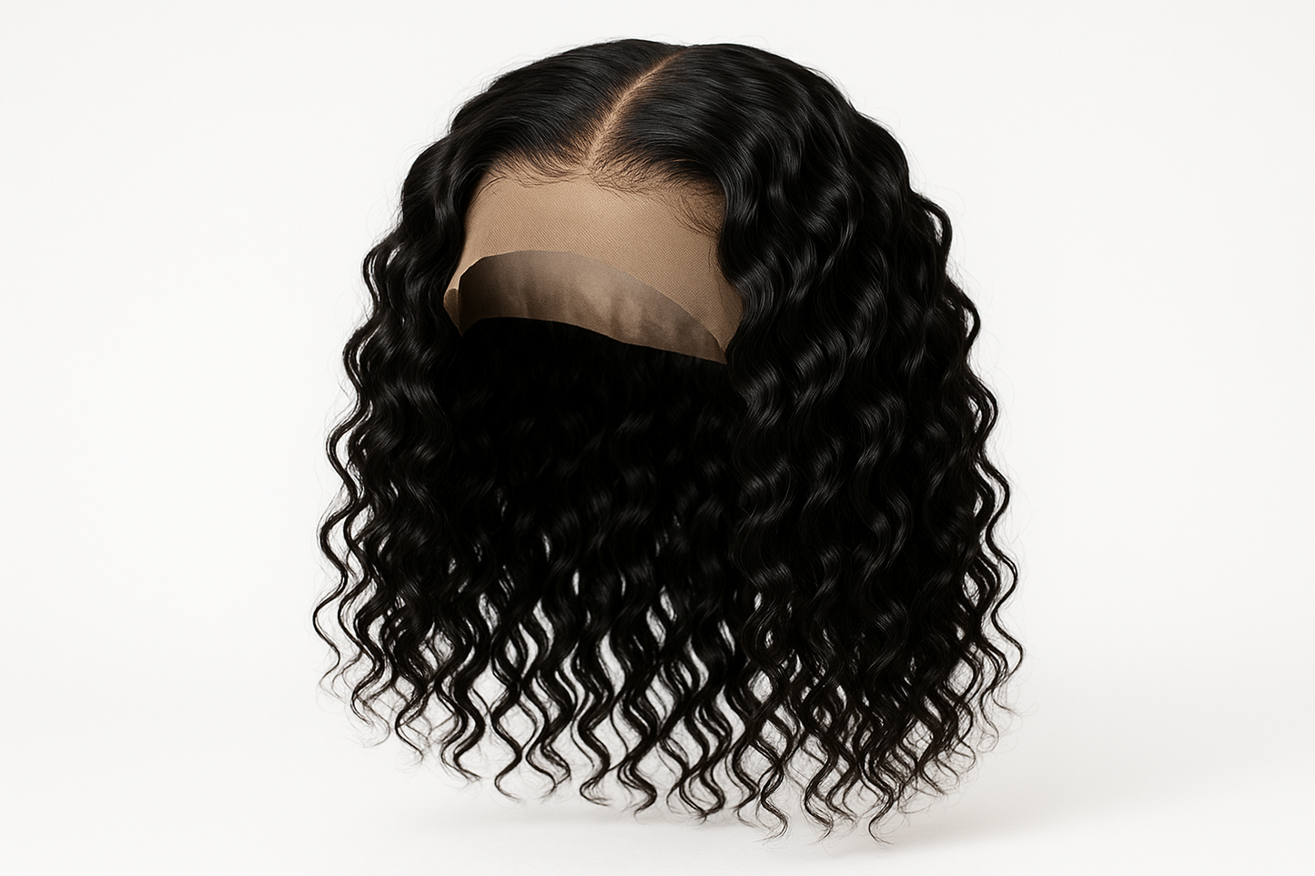 black 12 inches 13x4 water wave curly wig. 