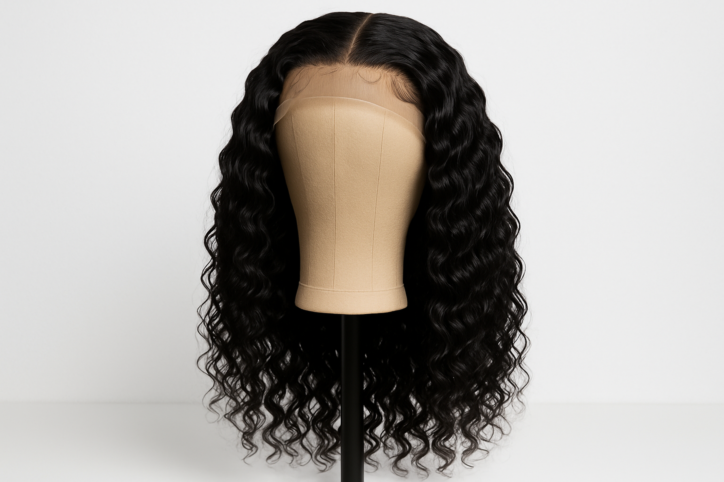black 18 inch 13x4 lace water wave culy wig.