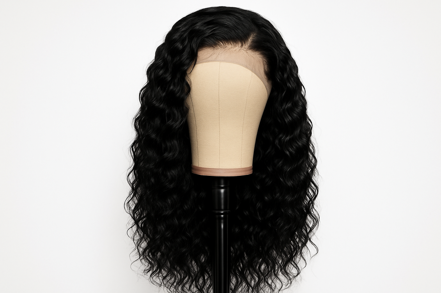 black 20 inch 13x4 lace water wave culy wig.