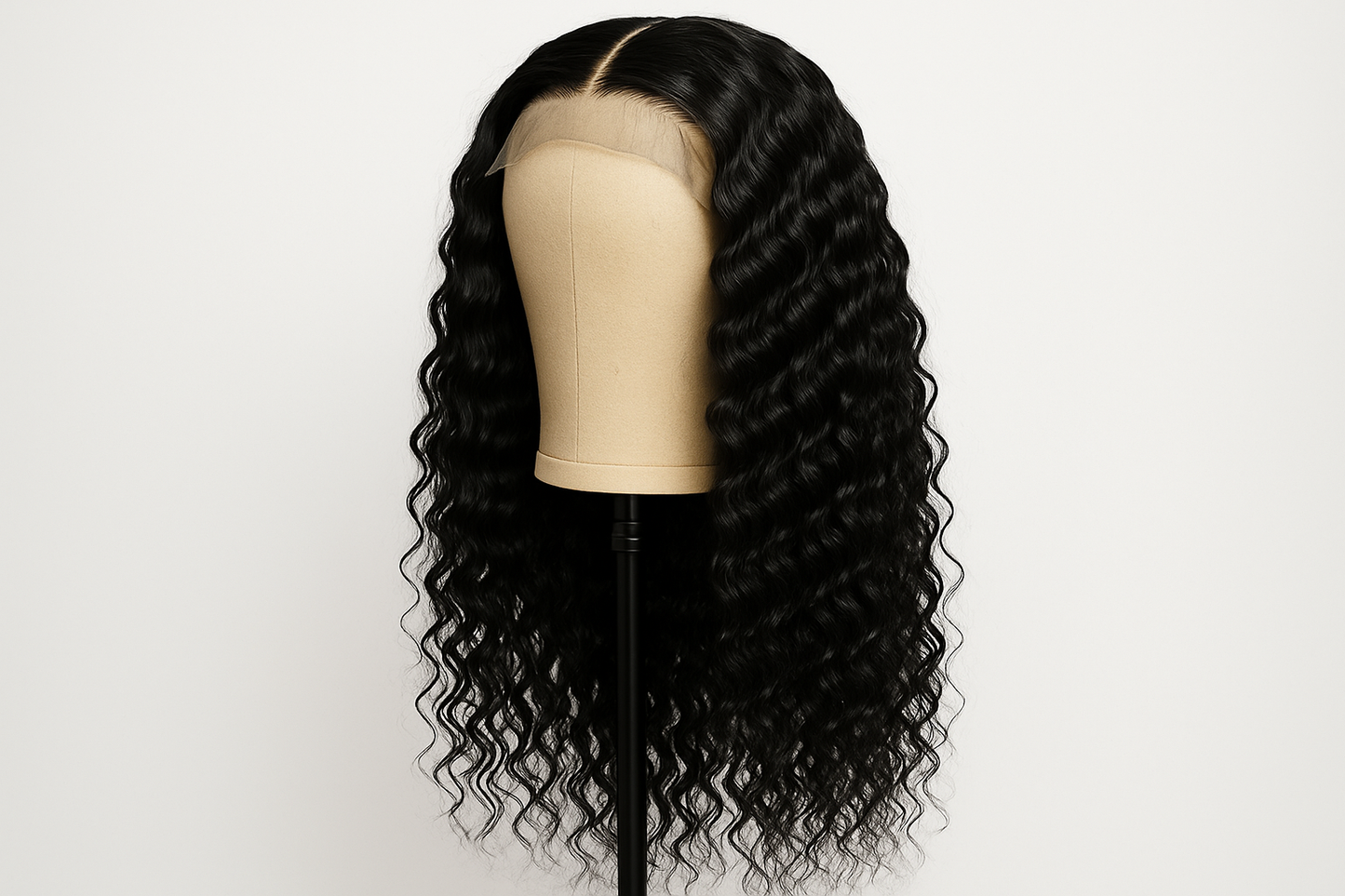 black 24 inch 13x4 water wave curly wig.