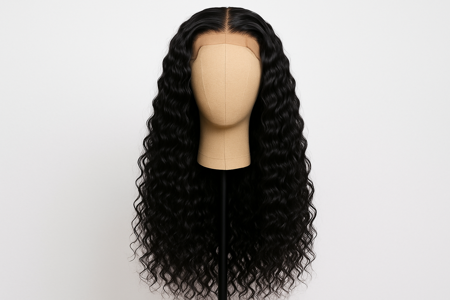 black 28 inch 13x4 water wave curly wig.