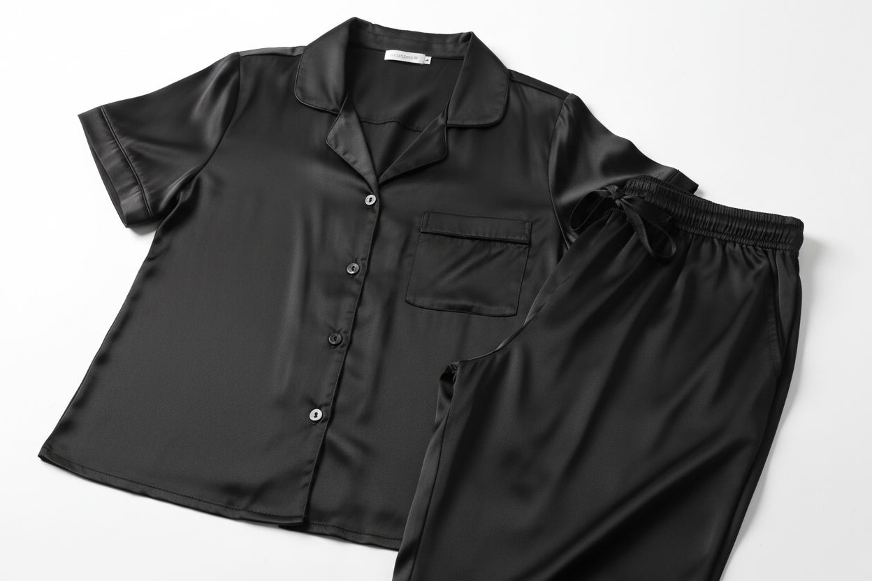 black short sleeve silk pyjamas
