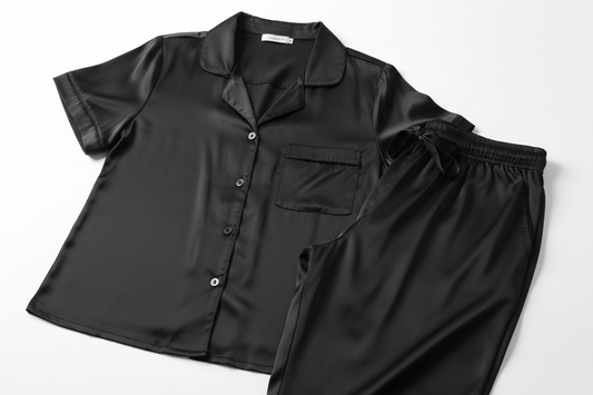 black short sleeve silk pyjamas